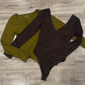Bundle Bodysuits- Stylish Olive and Brown Women's Bodysuit Set